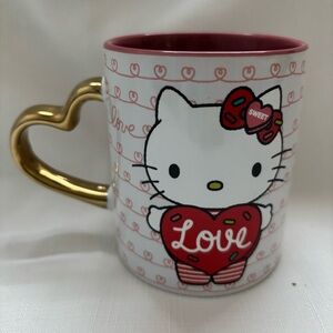 Hello Kitty Valentines Mug Ceramic Heart Shaped Handle 14oz Coffee Mug NEW